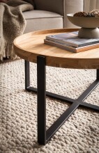 Couchtisch >WL7.311< in Akazie, Massivholz & Metall - 35x60cm (HxD)