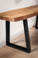 Sitzbank >WL7.285< in Akazie / Schwarz, Massivholz & Metall - 120x46x40 (BxHxT)