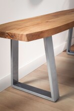 Sitzbank >WL7.286< in Akazie / Silber, Massivholz & Metall - 120x46x40cm (BxHxT)