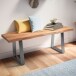 Sitzbank >WL7.286< in Akazie / Silber, Massivholz & Metall - 120x46x40cm (BxHxT)