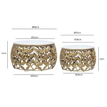 Satztisch >WL7.340< (2-teilig) in Gold, Marmor & Aluminium - 33x60cm (HxD)