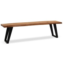Sitzbank >WL7.301< in Akazie / schwarz, Massivholz & Metall - 120x46x40 (BxHxT)
