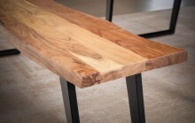 Sitzbank >WL7.301< in Akazie / schwarz, Massivholz & Metall - 120x46x40 (BxHxT)