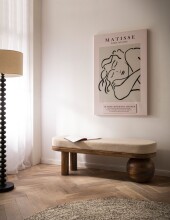 Sitzbank >WL7.315< in Mango / Beige, Stoff & Massivholz - 140x48x42cm (BxHxT)