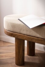 Sitzbank >WL7.315< in Mango / Beige, Stoff & Massivholz - 140x48x42cm (BxHxT)