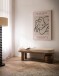Sitzbank >WL7.315< in Mango / Beige, Stoff & Massivholz - 140x48x42cm (BxHxT)