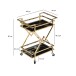 Servierwagen >WL7.335< in Gold, Metall & Schwarzglas - 65x80x40cm (BxHxT)