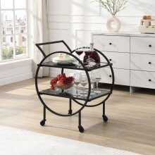 Servierwagen >WL7.337< in Schwarz, Metall / Glas - 45x83x46cm (BxHxT)