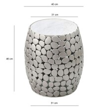 Beistelltisch >WL7.359< in Silber, Marmor & Aluminium - 46x40cm (HxD)