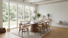 Esstisch >WL7.363< in Marmor-Optik & Walnuss-Dekor - 200x75x90 (BxHxT)