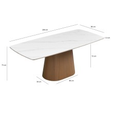 Esstisch >WL7.363< in Marmor-Optik & Walnuss-Dekor - 200x75x90 (BxHxT)