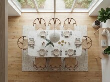 Esstisch >WL7.363< in Marmor-Optik & Walnuss-Dekor - 200x75x90 (BxHxT)