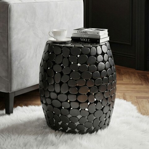 Beistelltisch >WL7.367< in Schwarz, Aluminium - 46x40cm (HxD)