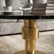 Couchtisch >WL7.373< in Schwarz / Gold, Marmor & Aluminium - 39x60cm (HxD)