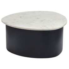 Couchtisch >WL7.376< in Weiß / Schwarz, Marmor & Aluminium - 63x63x30cm (LxBxH)