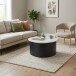 Couchtisch >WL7.376< in Weiß / Schwarz, Marmor & Aluminium - 63x63x30cm (LxBxH)