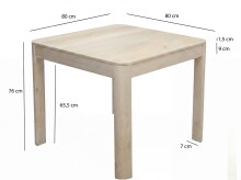 Esstisch >WL7.378< in Mango Weiß, Massivholz - 80x76x80cm (BxHxT)