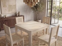 Esstisch >WL7.378< in Mango Weiß, Massivholz - 80x76x80cm (BxHxT)