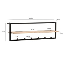 Garderobenleiste >WL7.406< in Akazie / schwarz - 100x32x25 (BxHxT)