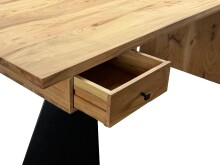 Schreibtisch >WL7.408< in Akazie / schwarz - 180x77x90 (BxHxT)