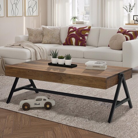 Couchtisch >WL7.414< in Sheesham / schwarz - 120x60x40 (LxBxH)