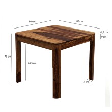 Esstisch >WL7.416< in Sheesham, Massivholz - 80x76x80cm (BxHxT)