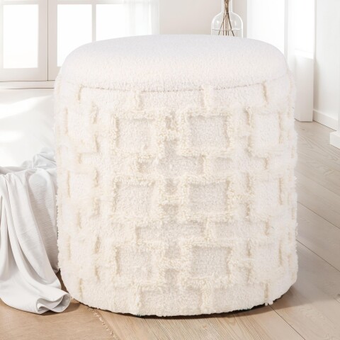 Pouf >WL7.418< mit Stauraum, in Creme, Stoff - 45x40cm (HxD)