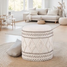 Pouf >WL7.419< mit Stauraum, in Creme, Wolle - 45x40cm (HxD)