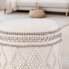 Pouf >WL7.419< mit Stauraum, in Creme, Wolle - 45x40cm (HxD)