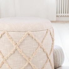 Pouf >WL7.422< mit Stauraum, Creme, Baumwolle - 45x40cm (HxD)