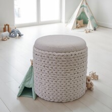 Pouf >WL7.424< mit Stauraum, in Creme, Stoff - 45x40cm (HxD)