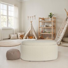 Sitzhocker >WL7.425< mit Stauraum, in Creme, Stoff - 81x62x40cm (LxBxH)