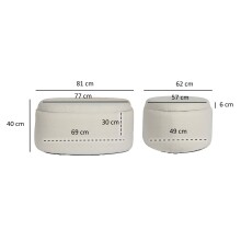Sitzhocker >WL7.425< mit Stauraum, in Creme, Stoff - 81x62x40cm (LxBxH)