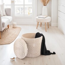 Pouf >WL7.428< mit Stauraum, Beige, Baumwollstoff -...