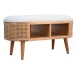 Schuhbank >WL7.439< in Akazie & Wiener Geflecht, Massivholz - 90x45x45cm (BxHxT)