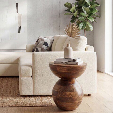 Beistelltisch >WL7.447< in Mango, Massivholz - 42x35cm (HxD)