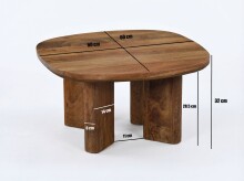 Couchtisch >WL7.448< in Mango, Massivholz - 60x32x60cm (BxHxT)