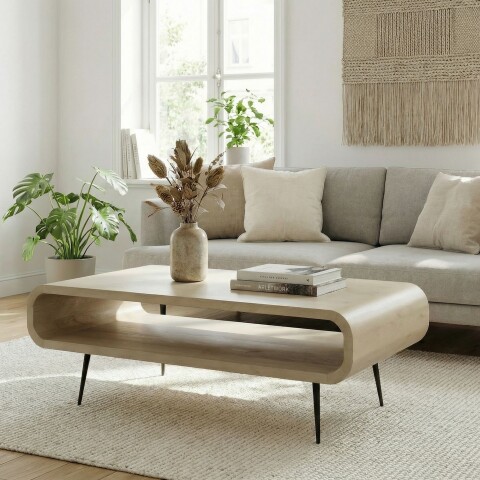 Couchtisch >WL7.451< in Mango Weiß, Massivholz - 90x55x30cm (LxBxH)