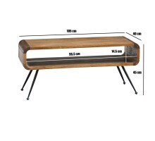 Couchtisch >WL7.455< in Mango, Massivholz - 105x40x45cm (LxBxH)