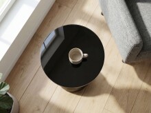 Beistelltisch >WL7.460< in Schwarz, Metall & Glas - 62x23cm (HxD)