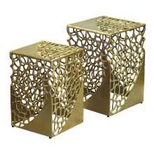 Satztisch >WL7.479< (2-teilig) in Gold, Aluminium - 30x30x45cm (LxBxH)