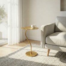 Beistelltisch >Blatt< in Gold, Aluminium -...