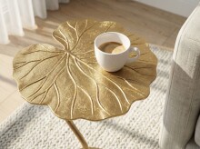 Beistelltisch >Blatt< in Gold, Aluminium - 40x38x59cm (LxBxH)