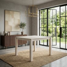 Esstisch >WL7.489< in Mango Weiß, Massivholz - 80x75x80cm (BxHxT)
