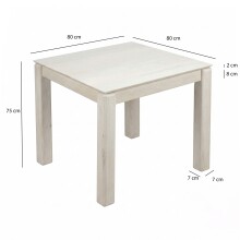 Esstisch >WL7.489< in Mango Weiß, Massivholz - 80x75x80cm (BxHxT)