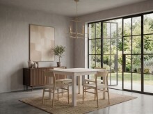 Esstisch >WL7.489< in Mango Weiß, Massivholz - 80x75x80cm (BxHxT)