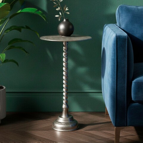Beistelltisch >WL7.493< in Silber, Aluminium - 51x28cm (HxD)