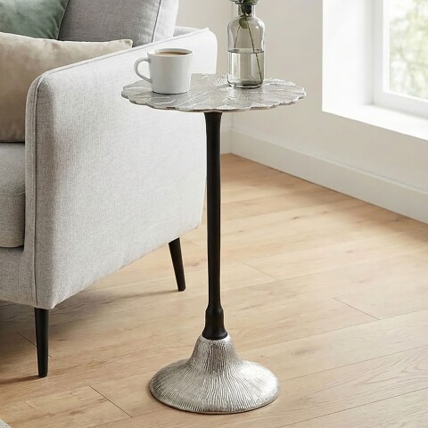 Beistelltisch >WL7.495< in Silber, Aluminium - 54x29cm (HxD)