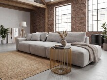 Beistelltisch >WL7.508< in Gold, Schwarzglas & Metall - 47x40cm (HxD)