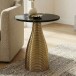 Beistelltisch >WL7.514< in Schwarz / Gold, Marmor & Metall - 48x40cm (HxD)